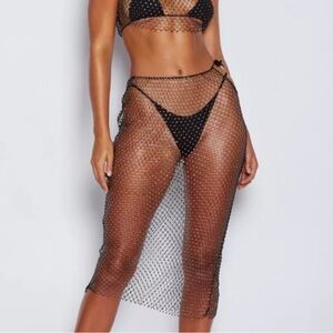 meshki Ameena Diamante Net Mini Skirt